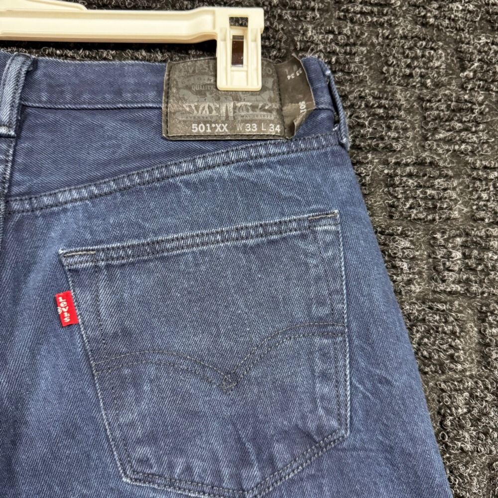 Levis 501 Original Fit Dark Wash Straight Leg Jeans Mens W33 L34 00501-1667 - Picture 5 of 7
